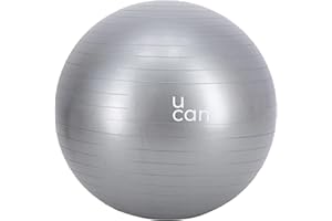 U can - Pelota Grande de 60 cm para Pilates, Yoga, Equilibrio y Embarazo | Ejercicio en casa, Silla, Oficina | Ideal para Fortalecer | Gimnasio en casa | PVC | (Gris)