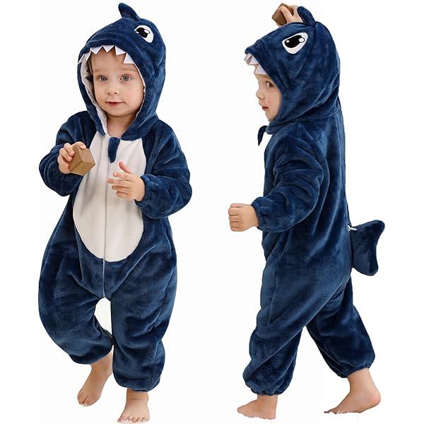 LOLANTA Haaienkostuum voor jongens, dier, flanel, romper, overall met capuchon, 2-3 jaar, roze, etiketmaat S