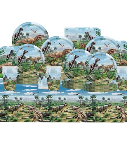 Doyomtoy Stoviglie per Feste Animali della Giungla,61 Pezzi Forniture per Feste di Animali Piatti di Compleanno Animali Giungla,Tazze,Tovaglioli per Baby Shower Bambini Compleanno Favors