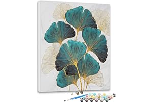 SULISO Peinture par Numero Adulte, Kit Peinture Adulte Enfant Comprend des Peintures Acryliques et des Pinceaux Sans Cadre,Ginkgo 40x50 cm