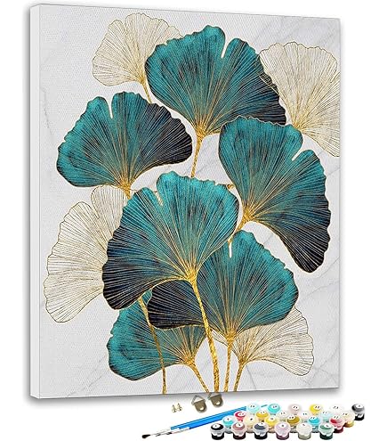 SoeHong Malen Nach Zahlen Kit – Ginkgo Motiv, 40x50 Cm, Mit Pinseln & Acrylfarben, Ohne Rahmen