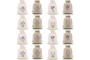Ziyonix 16 Piezas Bolsitas Vacías de LaVanda Bolsas de Lavanda con Cordón Bolsas de Tela bolsas de Algodón y Lino Bordadas Bolsa Tela Pequeñas para Rellenar Lavanda Especias y Hierbas