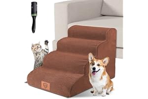 ZVONEMA ZNM - Escalera para perros a 4 escaleras, escaleras para mascotas, caminatas para perros para sofá cama alta con funda lavable, escaleras para gatos