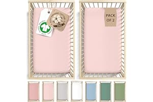 Bunnyjik Spannbettlaken 70x140 Baby – 2er Set GOTS Zertifiziert Bio-Baumwolle – Luftig & Kühlend – 190GSM Bio-Baumwolle, Bettlaken Kinderbett 70x140 Babybett Spannbettlaken – Interlock aus gekämmter