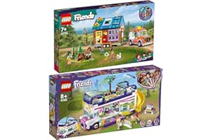 BRICKCOMPLETE Lego Friends Lot de 2: Bus d'amitié 41395 et Maison Mobile 41735