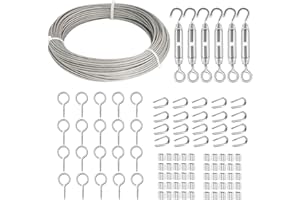 TooTaci 2mm Garden Wire for Climbing Plants, 30M Steel Cable Kit, Heavy Duty Garden Wire Rope with M4 Turnbuckles, Ideal for Trellis Systems, Fence, and Outdoor String Lights Hanging