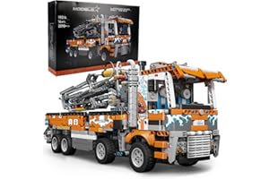 SDXFUWA 19014 Camion di Traino Pompa per calcestruzzo pneumatica Kit, Costruzione Gru Giocattolo Regalo per Ragazze e ragazzi 14 Anni