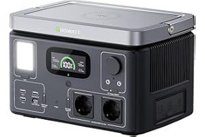 GROWATT Tragbare Powerstation 538Wh Solargenerator: Vita 550 LifePo4-Power Station, 230V/600W AC-Ausgänge Schnellladung in 1,6 Stunden LED-Licht Wireless Charging, Notstrom für Outdoor/Zuhause/Camping