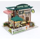 Minyat&uuml;r Kafe Yapma Seti &ndash; LED Işıklı Ahşap DIY Maket &ndash; A&ccedil;ık Alan Kafe Modeli &ndash; Kendin Yap Hobi Kit &ndash; Şık Hediye Se&ccedil;eneği