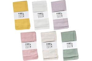 SUPAWAY Juego de 6 servilletas de lino Servilletas reutilizables de tela Lavables en algodón 40x40cm para eventos y uso doméstico (malva pálido, beige, blanco, mostaza, rosa empolvado, verde guisante)