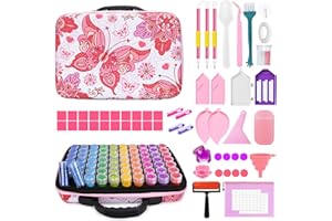YUTUY Diamond Painting Zubehör Boxen,Diamant Painting Aufbewahrungsbox,70 Fächer DIY Crystal Malerei Kit mit Koffer Trichter Pinzette Trichter Stickers,für Strass Perlen Nägel DIY Handwerk