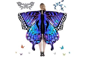 DAZZTIME Schmetterling Kostüm Damen,Schmetterling Kostüm Erwachsene ,Kostüm Schmetterling Damen,Karneval Kostüm Damen,mit Schmetterling Haarreif,Damen Spitze Maske,für Karneval,Fasching,Mottoparty.