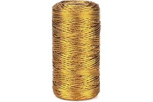 G2PLUS 100M Cordon Dorado Cordón Metálico Hilo 1.5MM Dorado Cuerda de Hilo de Navidad se Utiliza para Joyería de Bricolaje,Embalaje de Regalo y Decoración Navideña
