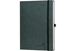 POPRUN Agenda Settimanale 2024 26,5 x 21,5 cm, Carta Prodotta con Materiali Rinnovabili, Copertina Rigida in Pelle PU, Tag Mensili, Carta Spessa da 80 gsm Certificata FSC®, Grigio Scuro