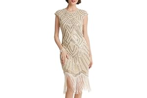 BABEYOND Vestiti Anni 20 Donna con Paillettes e Frange in Rilievo 1920s Abito Vestito Gatsby Donna Anni 20 Vestito Charleston