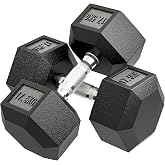 HOMCOM 2x4/5/6/8/10/12.11/33.1/17.5kg Hex Dumbbell Set | Cast Iron, Rubber Coated, Dumbbell Set with Connecting Bars, Home Wo
