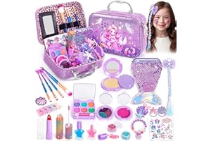 Hohosunlar Mermaid Kinderschminke Set Mädchen, Waschbar Make Up Kinder Meerjungfrau Spielzeug Schminkkoffer enthält Lipgloss, Nagellack Tasche, Weihnachts Geburtstagsgeschenk für Kinder ab 3 Jahren