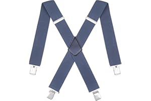 WELROG 50MM Wide Men Trouser Braces - X Shape Adjustable Elasticated Heavy Duty with Strong Metal Clips