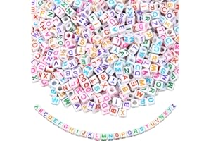 TOAOB THE ONE AND ONLY BABY TOAOB 1000 Pezzi Perline Lettere per Braccialetti Grandi Foro 6 mm Acrilico Cubo Bianche con Colorate Alfabeto Perle Beads per Collane Bigiotteria Gioielli Fai da Te Phone Catene Portachiavi