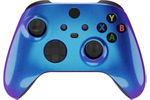 eXtremeRate Front Case für Xbox Core Controller, Custom glänzende Gehäuse DIY-Ersatz Hülle Shell Zubehör Set für Xbox Series X/S Modell 1914(Lila Blau)-KEIN Controller