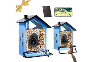 DEIZANG Smart Bird Feeder with Camera Solar Powered Squirrels-Proof, AI Identify Bird Species, Bird Watching Videos Motion Detection, CCPA Data Protection, Metal Case 3.2L Ultra Large Capacity Gift BBPECO