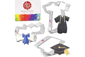 ANN CLARK COOKIE CUTTERS Formine per Biscotti Stampi per Laurea 3 Pezzi, Prodotto negli Stati Uniti da Ann Clark, cappello di laurea, diploma, abito di laurea