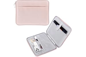 MoKo Housse Tablette 9-11 Pouces Compatible avec Pad Air M2 2024, iPad Pro 11 M4 2024, iPad Air 5/4/3/2/1, iPad 10/9/8/7 Gén 10,2, Galaxy Tab S9 11" 2023, Sacoche avec Multi-Fentes, Rose