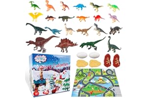 MPLEHDA Calendario Avvento Dinosauro 2025 Regalo Natale Ragazzi Bambino - 24 Mini Dinosauri Personaggi Playset per Natale Regalo Advent Calendar a Sorpresa le Vacanze Natale per Figlio Nipoti Bambini