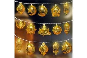 KYIZVE 9.8Ft 20 LED Ramadan Eid String Lights, 2 Modes Eid Fairy Lights for Ramadn Decorations, Ramadan Lights for Eid Mubarak Decorations Home,Outdoor,Indoor