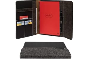 Rocketbook Etui Smart Notebook Folio - Dark Matter Black na litery A4, nadaje się do recyklingu, biodegradowalna, uchwyt na długopis, zapięcie magnetyczne, przechowywanie wewnętrzne
