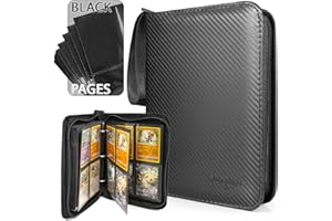 MAJILLUX Álbum Premium para Cartas de Colección - 4 Cartas por Página, Capacidad Total de 176 Cartas, Diseño Elegante con Efecto Fibra de Carbono, Álbum para Coleccionar Cartas