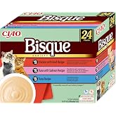 INABA Ciao Bisque, Multipack Chicken, Tuna, Beef and Salmon, 960 g (24 x 40 | Bisque Style Creamy Puree, Supplement &amp; Garnish
