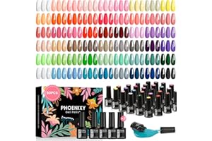 Phoenixy Vernis Semi Permanent, 60PCS Kit Vernis Semi Permanent Soak-off Vernis Gel UV Semi Permanent avec Base de Pailleté Glossy Matte Top Coat Jaune Rouge Vert Bleu Vernis Gel Cadeau Pour Femmes