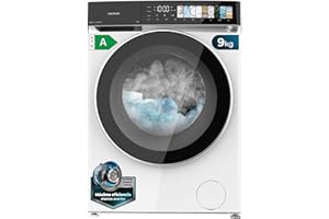 Cecotec Lavadora 9Kg Carga Frontal Bolero DressCode 9970 Direct Drive. Motor Direct Drive, 1400RPM, 11 Programas, PantallaFullColor, Puerta XXL, Función Vapor, Luz Interior, Stop&Go, Blanco