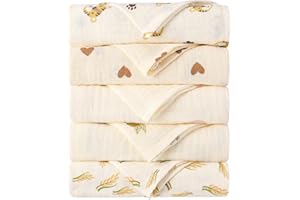 GSrenyu 5 Pack Baby Muslin Cloths For Baby Muslin Squares Cotton Washcloths Baby Wipes Baby Essentials For Newborn Baby Wiping Bathing Feeding