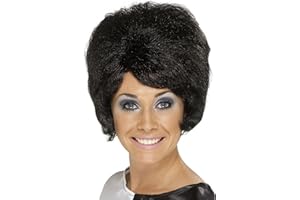 SMIFFY'S Smiffys Peluca de colmena de los 60, negra, corta Halloween
