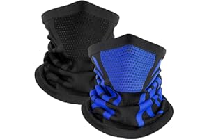 Kiiwah 2 Pièces Cache Cou pour Homme et Femme, Elastique Tour de Cou Coupe-Vent et Respirant Snood à Séchage Rapide pour Moto, Cyclisme, Ski, Randonnée, Course à Pied