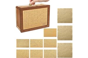 GUEGINE Wooden Money Box with Challenge Goals Stickers,Savings Challenge Box, Reusable Piggy Bank, DIY Cash Saving Box for Adults and Kids,Cash Vault with Savings Target and Numbers