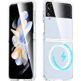Ehr. Samsung Galaxy Z Flip 3 Uyumlu Kamera Korumalı Magsafe Wireless Şarj &Ouml;zellikli Sert Sararmaz Kristal Şeffaf Kılıf (Şeffa