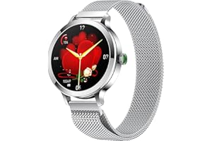 LONGLU Smartwatch für Frauen mit Bluetooth-Anruf Smartwatch für iPhone und Android-Telefone, Fitness-Tracker-Uhr mit Anruf-/Entgegennahmefunktion wasserdicht Herzfrequenz Blutdruck Blutsauerstoff (Silber)