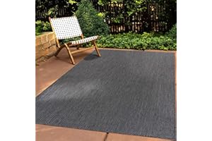 ‎TARACARPET Taracarpet In & Outdoor Teppich Wetterfest Wohnzimmer Balkon Küchenteppich Terrassenteppich Flachgewebe Sisaloptik Meliert Einfarbig anthrazit 080x150 cm