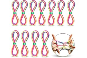 O-Kinee 12pcs Finger Twist Fadenspiel Rainbow Rope Fingertwist Regenbogen Fadenspiel Fingerspiel,Regenbogen Schnur Finger kleines Geschenk