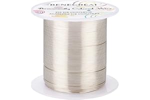 BENECREAT 50m 0.6mm Alambre de Cobre, Plateado, Alambre de Cuentas de Cobre Resistente Al Deslustre para Manualidades Fabricación de Joyas