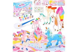 Donaky Unicorn Gifts for Girls, DIY Kids Painting Set Paint Your Own Unicorn Arts and Crafts Unicorn Painting Kit Creative Christmas Craft for Girls, Castle