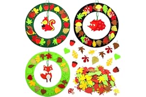 Shinybox Jesienne wieńce, zestaw do majsterkowania dla dzieci, 3 kreatywne zestawy i materiały do majsterkowania dla dzieci, kreatywne wiewiórki, jeż, sowa, lis, wieniec na drzwi z jesiennymi liśćmi