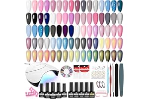 VANREESA 20 Colours Kit Vernis Semi Permanent, 25Pcs Kit Ongle Gel UV Complet avec Base Top Mat Pailleté Coat et Lampe LED 36W U V et Outils de Manucure, Set Manucure pour Débutants