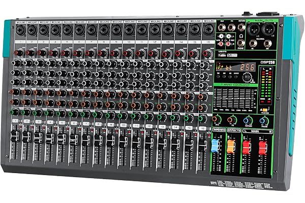 Depusheng PA16 Table de mixage professionnelle 16 canaux Contrôleur DJ avec 256 effets DSP Entrée Bluetooth Lecteur USB Alimentation fantôme 48V