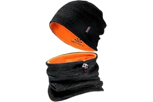 SHINCHIC Winter Beanie Hat Scarf for Men Women Knit Thick Fleece Lined Warm Windproof Ski Skull Cap Neck Warmer Gaiter Face Scarf Set