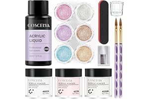 COSCELIA Set De Arte De Uñas Para Extensión,30ml Monómero Para de Uñas Con Pincel Uñas,3 Colores De Polvo De Uñas,Uñas Accesorios For Nail Art