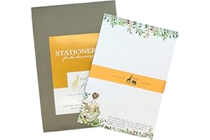 M & G MUSTARD & GRAY Jane Austen Lot de 12 feuilles A5 et 12 enveloppes de papier à lettre